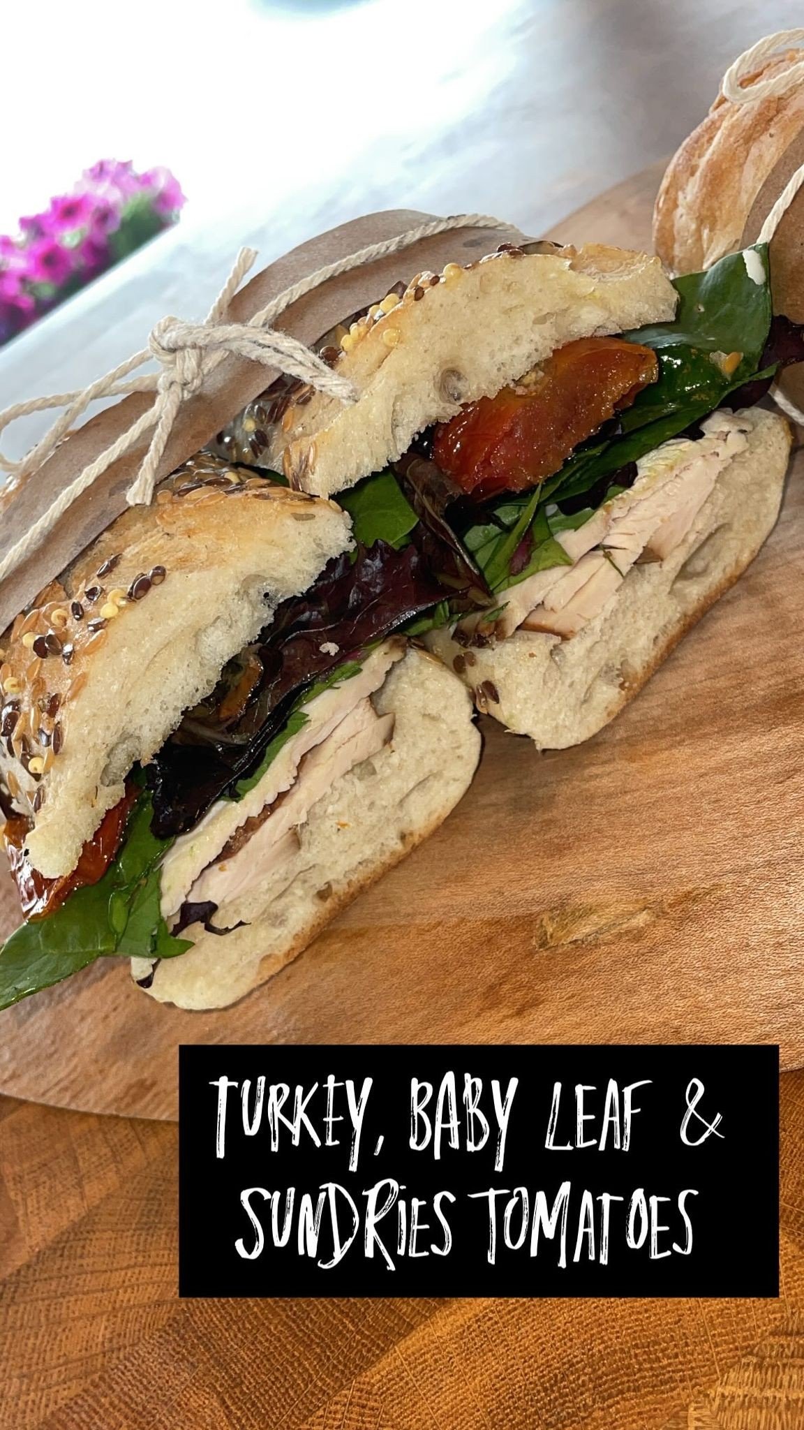 Turkey, Baby Leaf & Sundries Tomatoes Sandwich